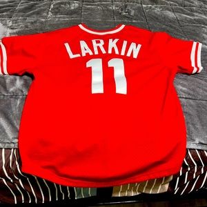 Retro Cincinnati Reds Barry Larkin Jersey Size Large by Mitchell & Ness